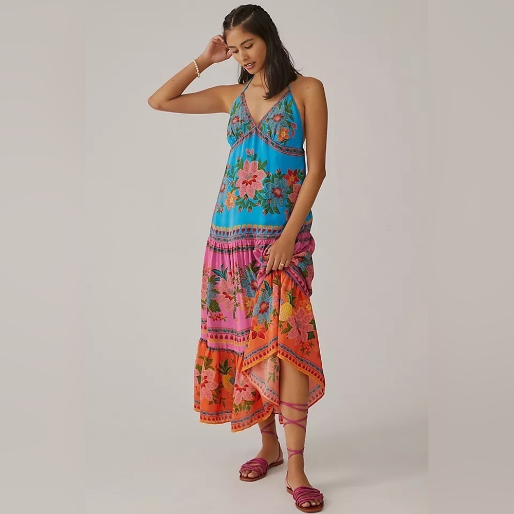 SOLD OUT FARM Rio x Anthropologie Tropical Floral Tiered Midi Dress NWT XS